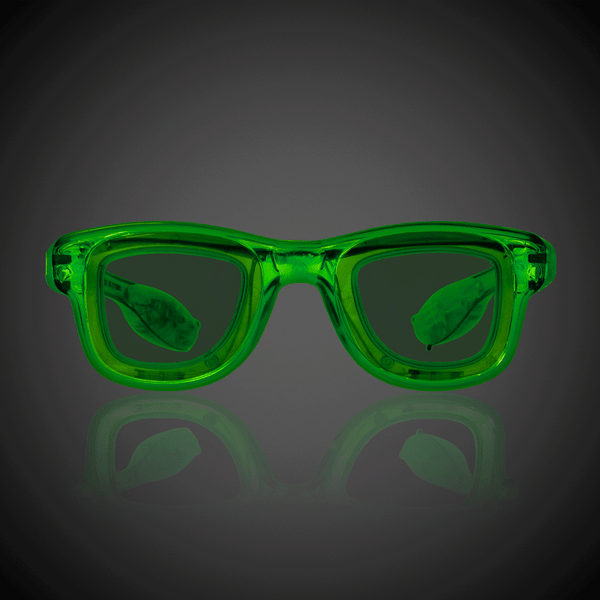 LED Light Up Flashing Green Retro Sunglasses