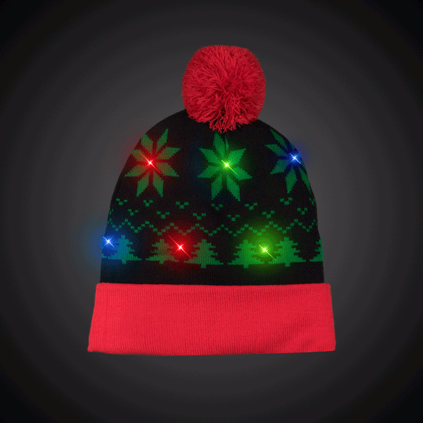 LED Light Up Flashing Holiday Knit Beanie
