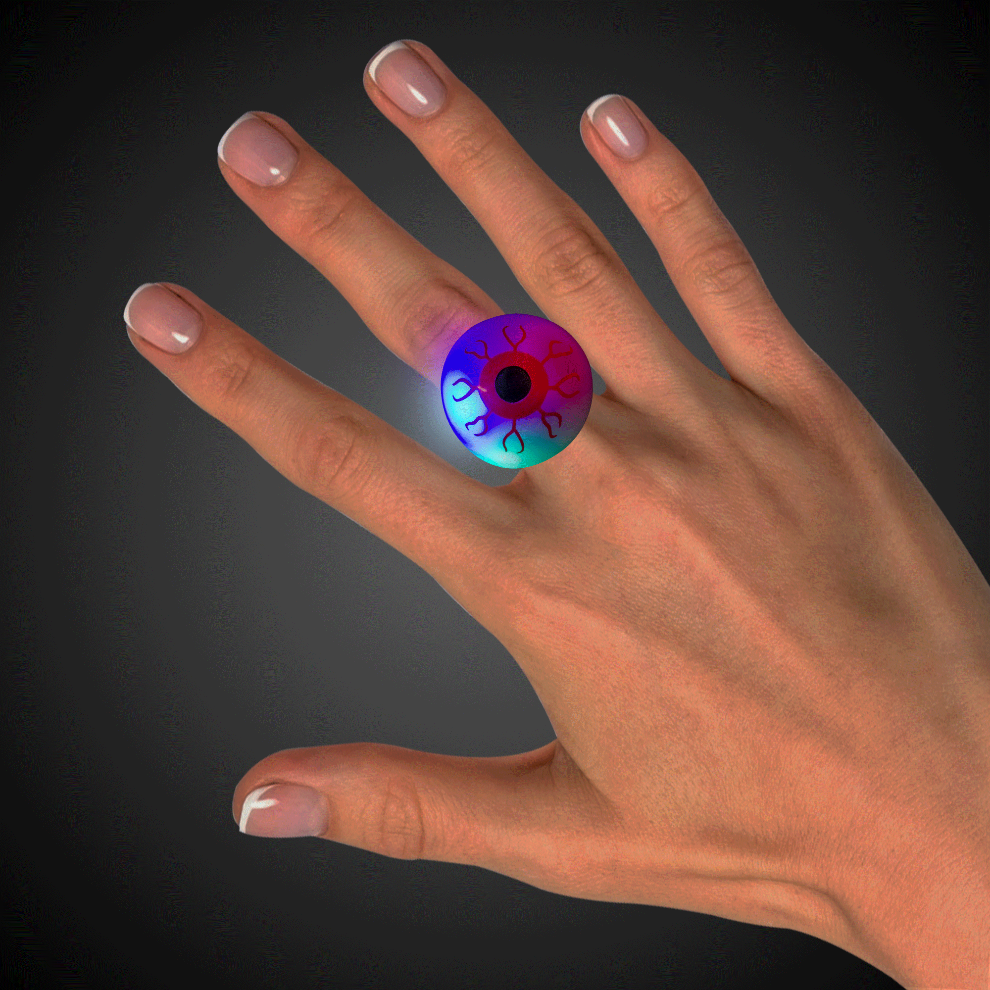 LED Light Up Jelly Eyeball Rings - Assorted | PartyGlowz.com