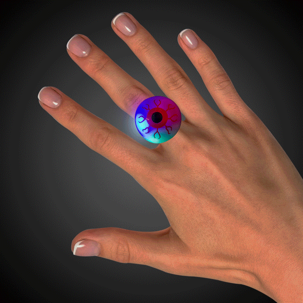 LED Light Up Jelly Eyeball Rings - Assorted Pack of 24