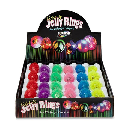 LED Light Up Flashing Jelly Porcupine Rings - Assorted