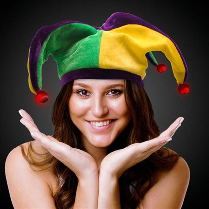 LED Light Up Flashing Mardi Gras Jester Hat