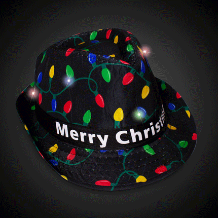 LED Light Up Flashing Merry Christmas Fedora Hat