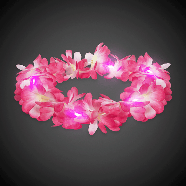 LED Light Up Flashing Pink Flowers Halo Lei Headband