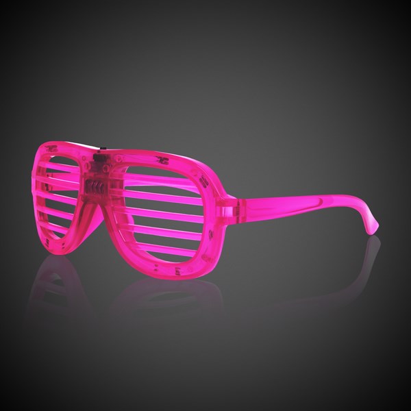 LED Light Up Flashing Pink Slotted Glasses