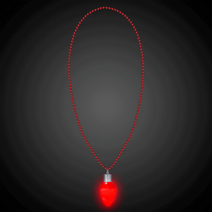 LED Light Up Flashing Red Bulb Bead Necklace