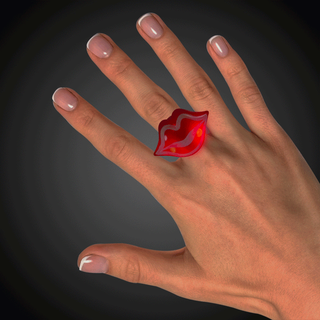 LED Light Up Flashing Red Lip Jelly Rings - Assorted