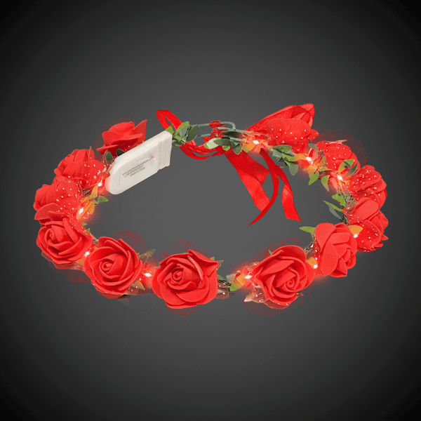 LED Light Up Flashing Red Roses Halo Headband