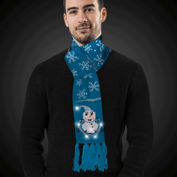 LED Light Up Flashing Snowflake Scarf