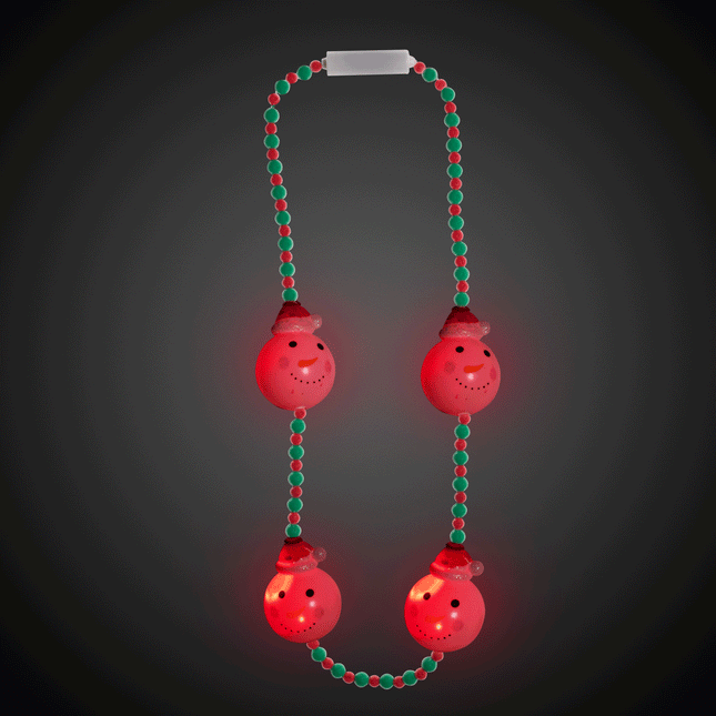 LED Light Up Flashing Snowman Bead Necklace