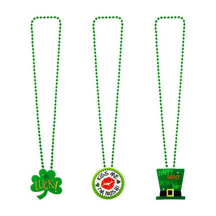 LED Light Up Flashing St. Patrick's Day Pendant Beaded Necklaces Retail Display