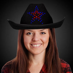 LED Light Up Flashing Star Cowboy Hat
