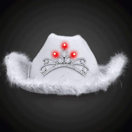 LED Light Up Tiara Cowboy Hat - Withe