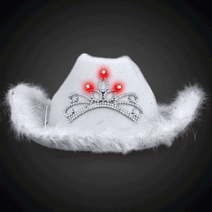 LED Light Up Tiara Cowboy Hat With Marabou Feather