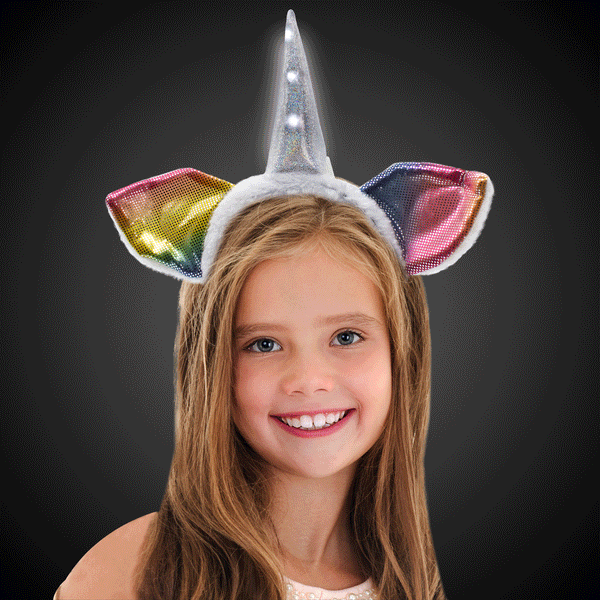 LED Light Up Flashing White Horn Unicorn Headband