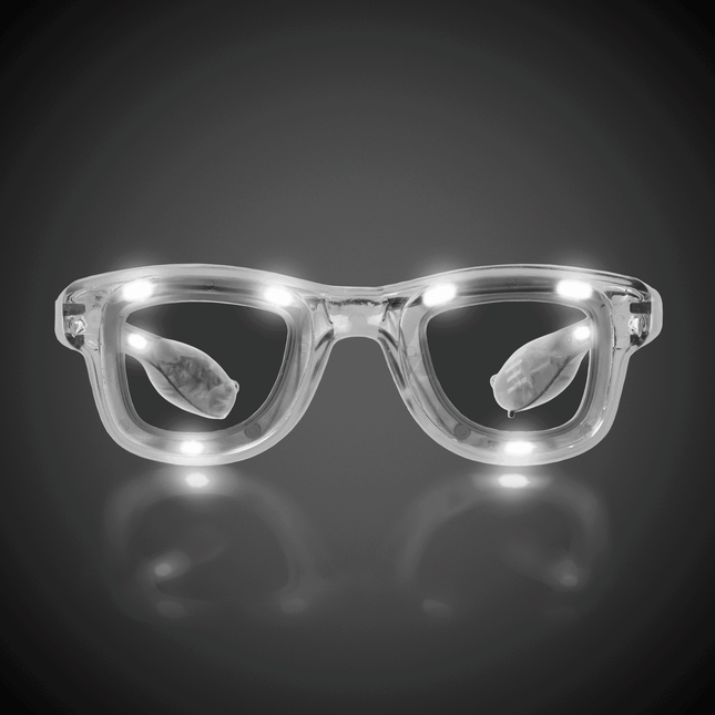 LED Light Up Flashing White Retro Sunglasses