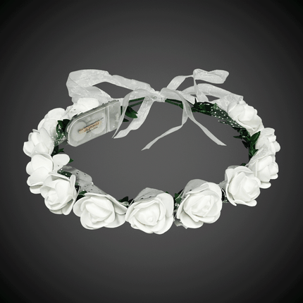 LED Light Up Flashing White Roses Halo Headband