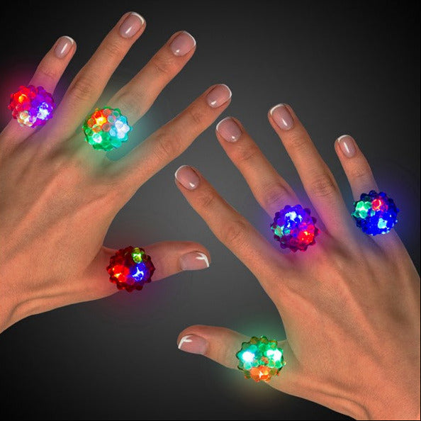 LED Light Up Flower Jelly Rings - Assorted