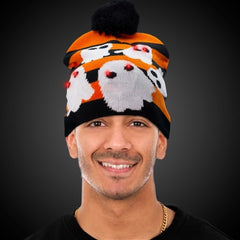 LED Light Up Ghost Knit Hat Beanie