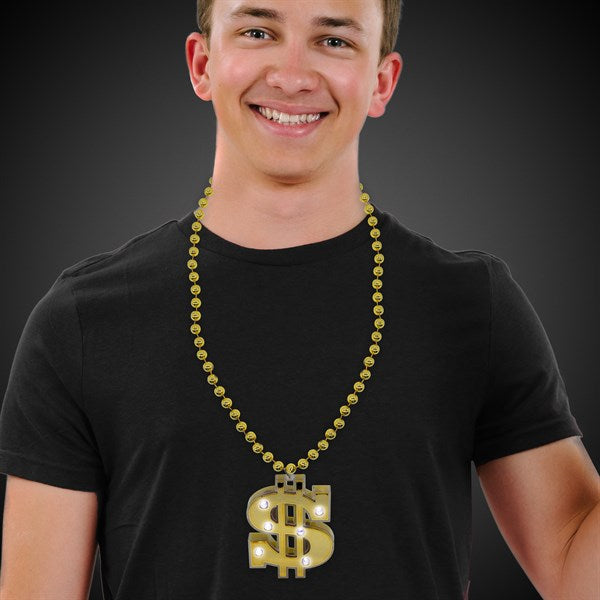 LED Light Up Gold Dollar Sign Necklace