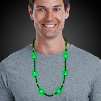 LED Light Up Green 30 Inch Beaded Necklace