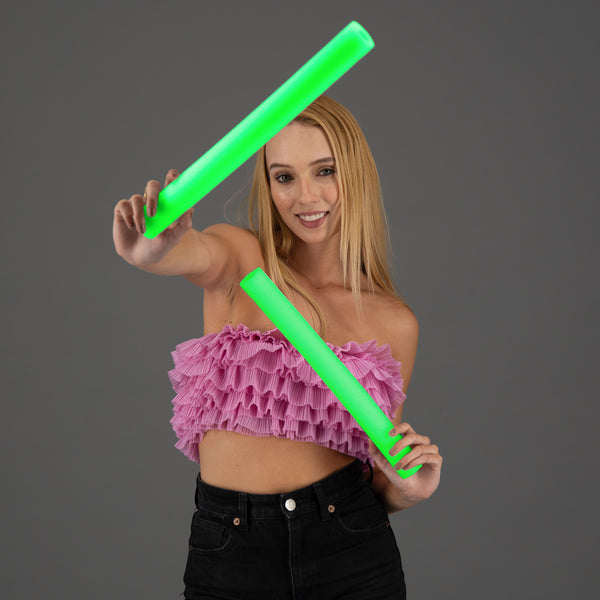 LED Light Up Flashing 18 Inch Green Foam Stick Baton