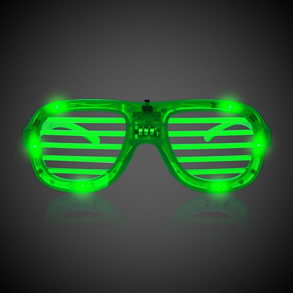 LED Light Up Green Slotted Eye Glasses