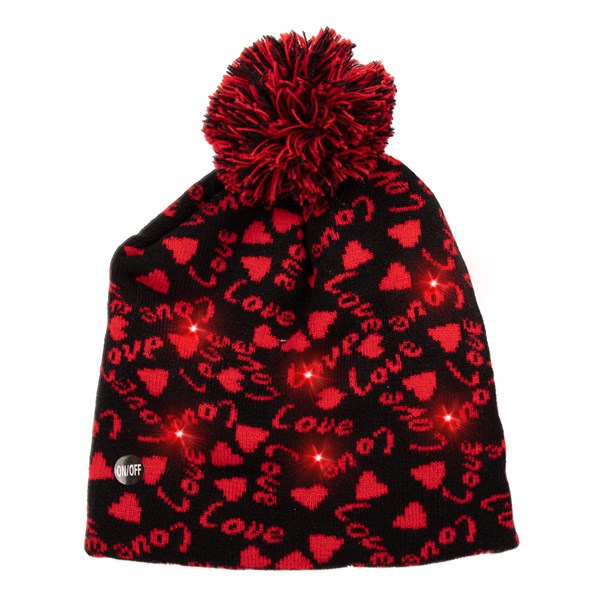 LED Light Up Hearts Knit Beanie