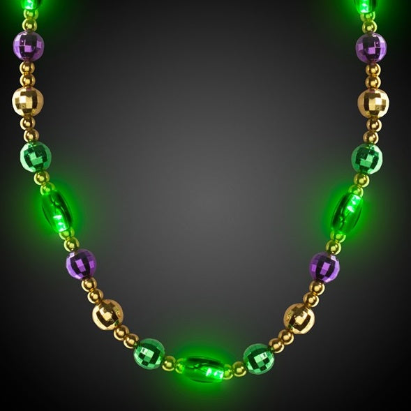 LED Light Up Mardi Gras 34 Inch Bead Necklace