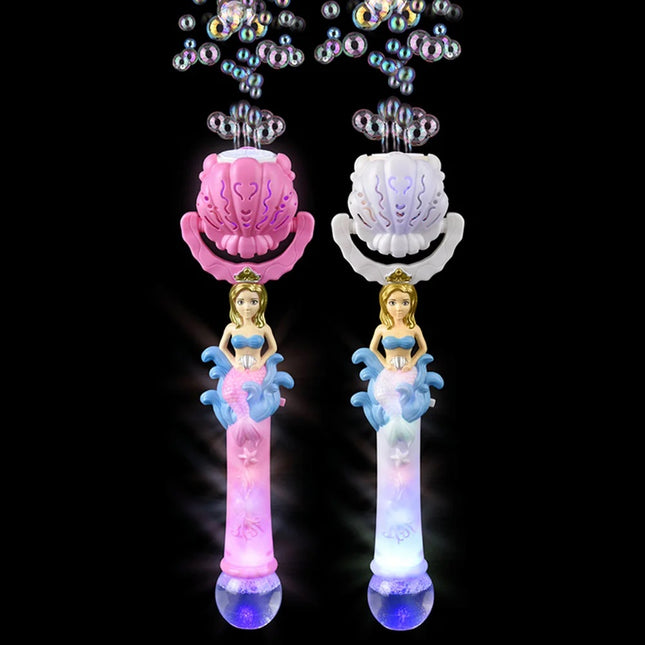 LED Light Up Mermaid Rotating Bubble Wand