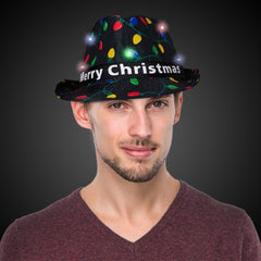 LED Light Up Merry Christmas Fedora Hat