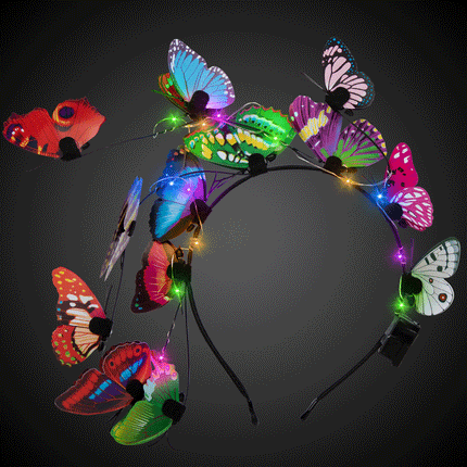 LED Light Up Multicolor Butterfly Headband