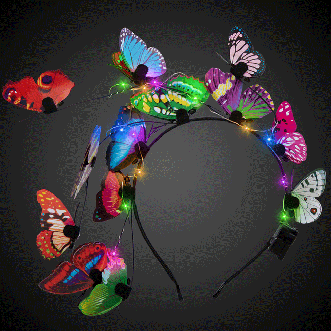 LED Light Up Multicolor Butterfly Headband