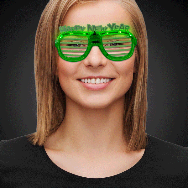 LED Light Up New Year Green Slotted Shades