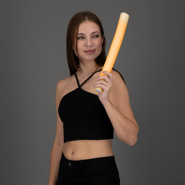 LED Light Up Flashing Orange Foam Stick Baton