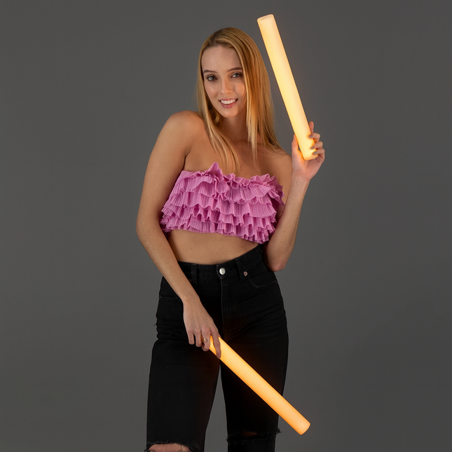LED Light Up 16 Inch Orange Foam Stick Batons
