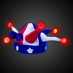 LED Light Up USA Patriotic Jester Hat