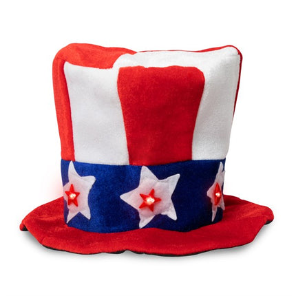 LED Light Up Patriotic Red, White And Blue Top Hat
