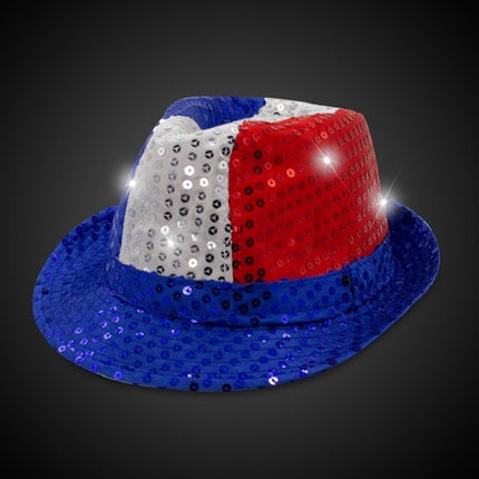 LED Light Up Patriotic Sequin Fedora Hat