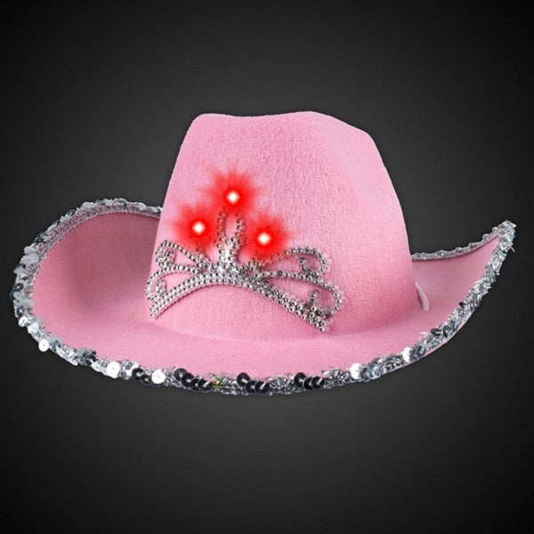 LED Light Up Pink Felt Cowboy Hat
