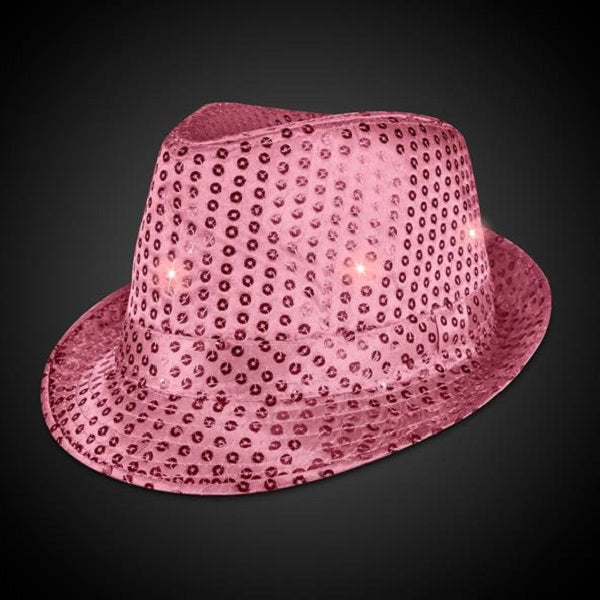 LED Light Up Pink Sequin Fedora Hat