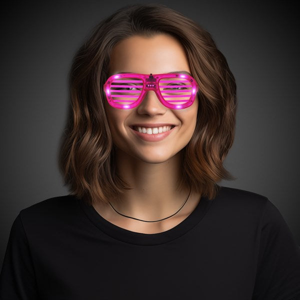 LED Light Up Pink Slotted Glasses - Pack of 6