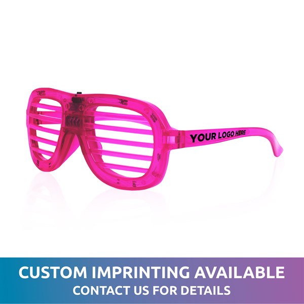 LED Light Up Pink Slotted Glasses With Custom Imprint