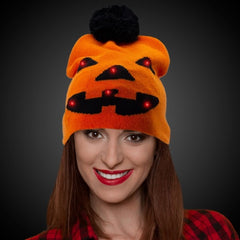 LED Light Up Pumpkin Knit Beanie
