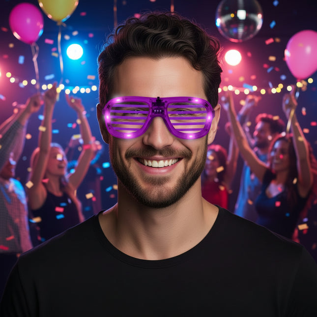 LED Light Up Purple Slotted Glasses