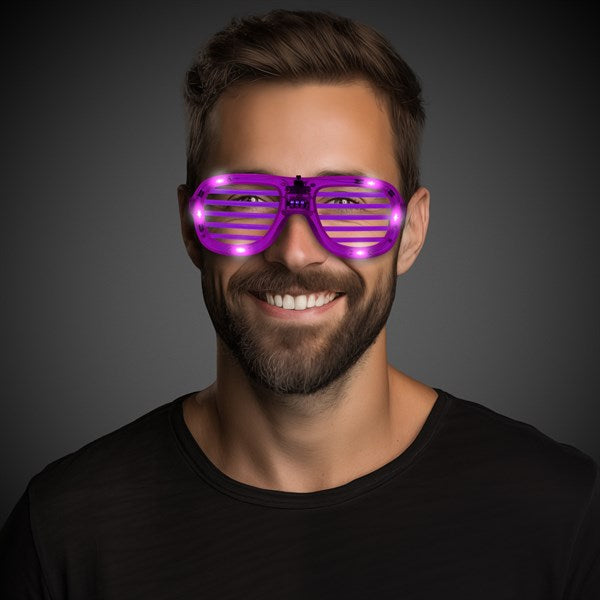 LED Light Up Purple Slotted Glasses - Pack of 6