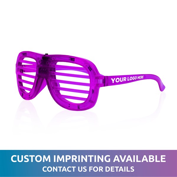 LED Light Up Purple Slotted Glasses With Custom Imprint