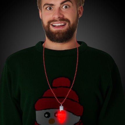 LED Light Up Red Bulb Bead Necklace