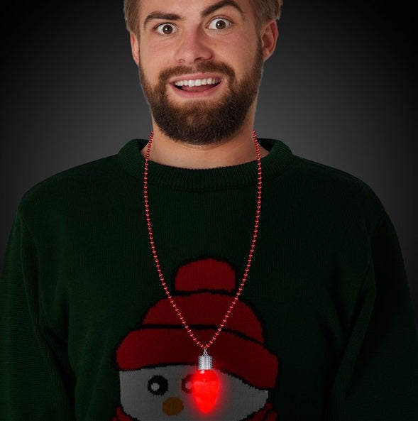 LED Light Up Red Bulb Bead Necklace