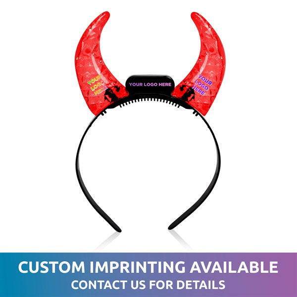LED Light Up Red Crystal Devil Horns Headband | PartyGlowz.com